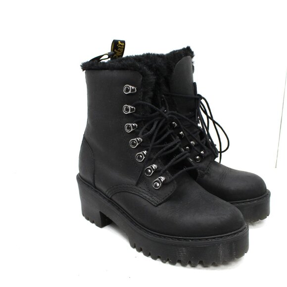 Doc Martens Leona Women's Platform Chunky Leather Boots Chunky Heel US Size 5 - Picture 2 of 7